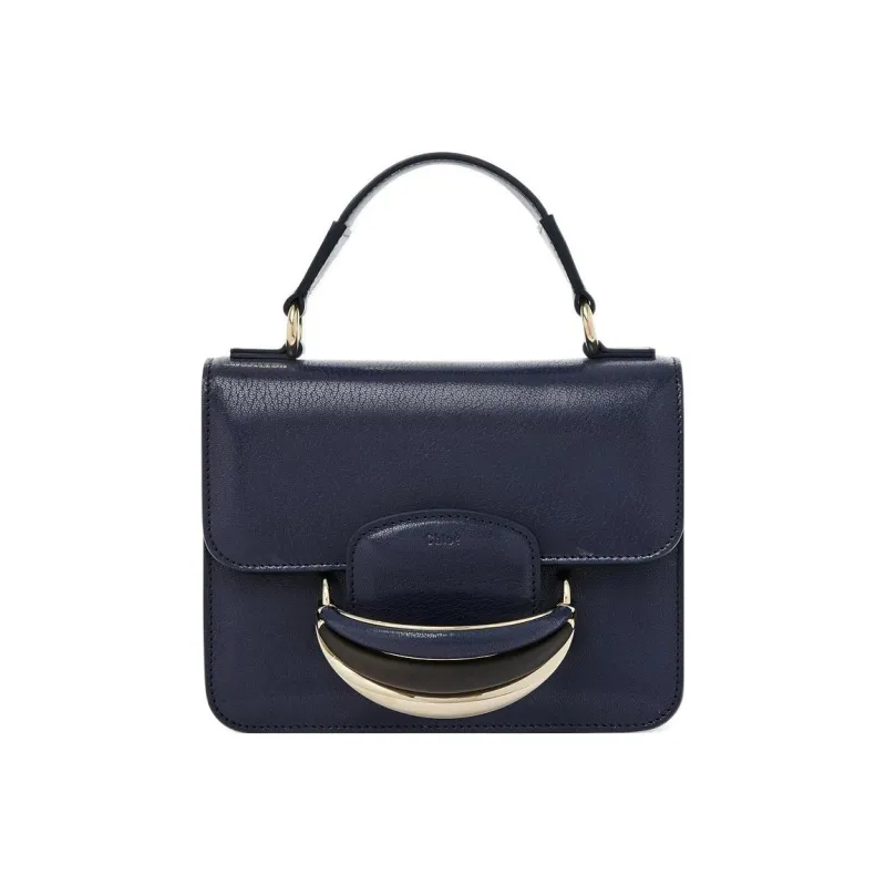 Chloe Kattie Bright Goatskin Handbag, Shoulder Bag, Crossbody Bag Trumpets Women's Dark Blue-0