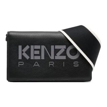 KENZO Calfskin Messenger Bag Small Square Bag Handheld Shoulder Bag Crossbody Bag Small Size Men's Black