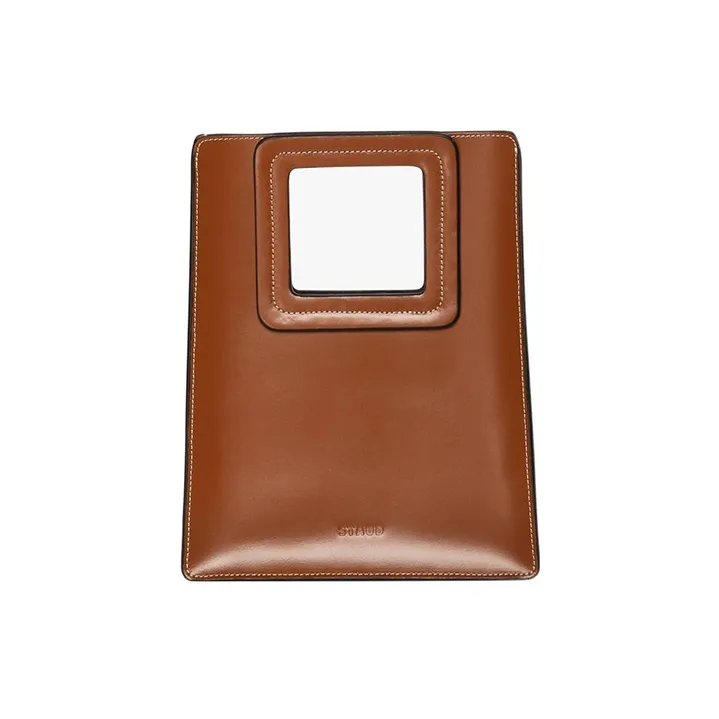 Staud Cow Leather One Shoulder Crossbody Portable Bag Women's Brown-0
