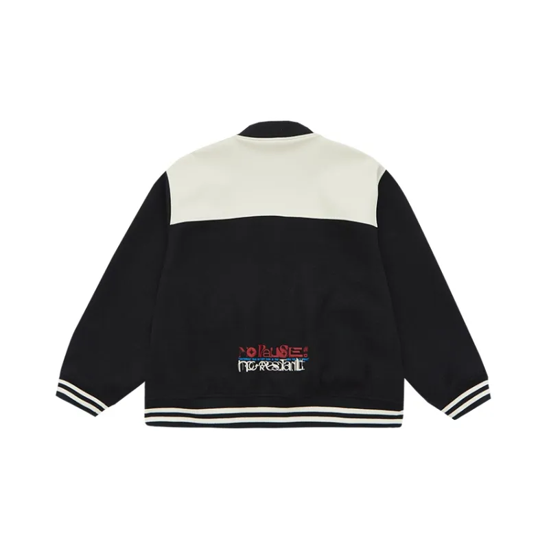 BEASTER Letter Colorblock Baseball Collar Loose Fit Thickened Puffer Jacket Unisex-1