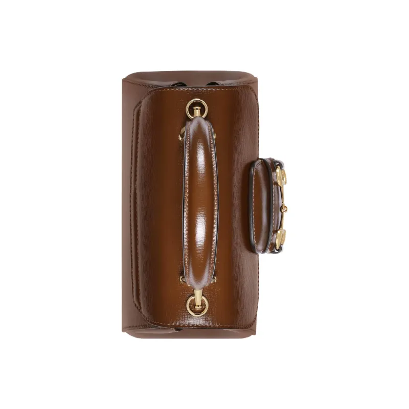 GUCCI Horsebit 1955 Leather Shoulder Bag Crossbody Bag Handbag Mini Women's Light Brown-5