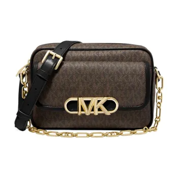 MICHAEL KORS PARKER Polyurethane Shoulder Bag, Crossbody Bag Medium Size Women's Dark Umber