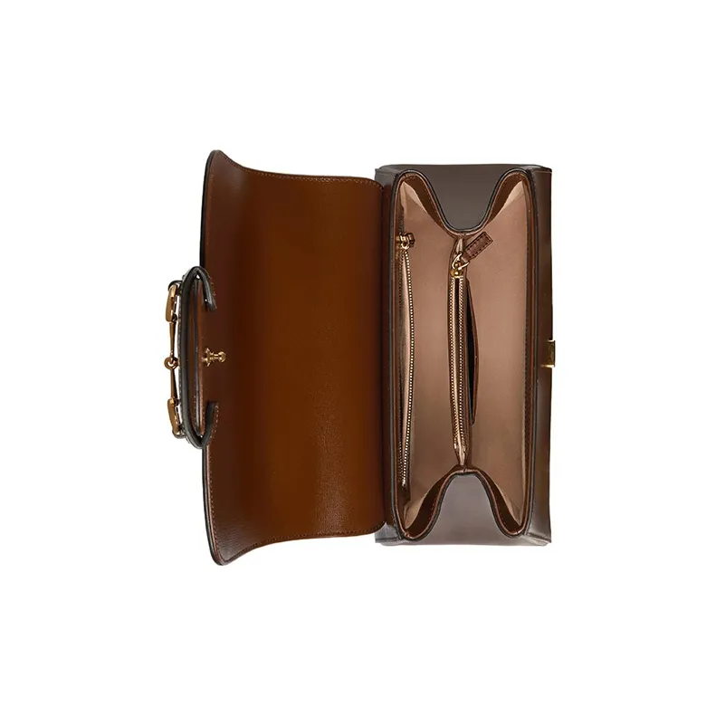 GUCCI Horsebit 1955 Leather Shoulder Bag Crossbody Bag Handbag Medium Size Women's Dark Brown-7