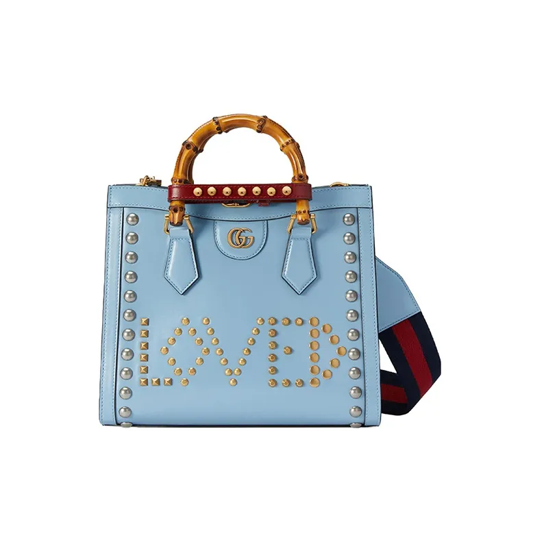 GUCCI Diana Leather Tote Bag Shopping Bag Shoulder Bag Crossbody Bag Handbag Small Size Women's Light Blue-0