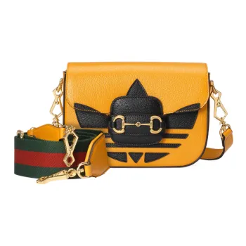 GUCCI Horsebit 1955 Leather Shoulder Bag Crossbody Bag Mini Women's Yellow
