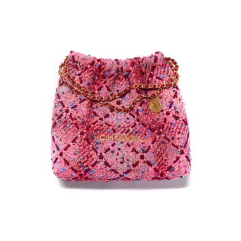 CHANEL 22K Fall And Winter 22Bag Twill Velvet Tote Bag Shopping Bag Handbag Shoulder Bag Women's Pink