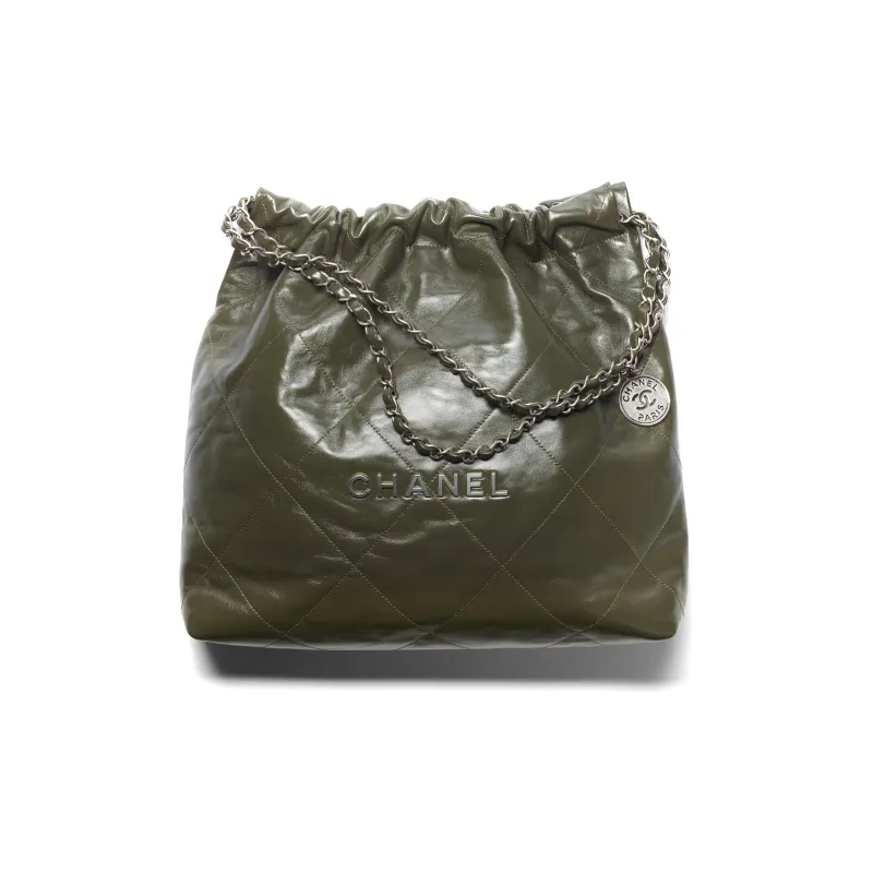 CHANEL 22K Fall And Winter 22Bag Calfskin Tote Bag, Shopping Bag, Handbag, Shoulder Bag Medium Size Women's Army Green-0