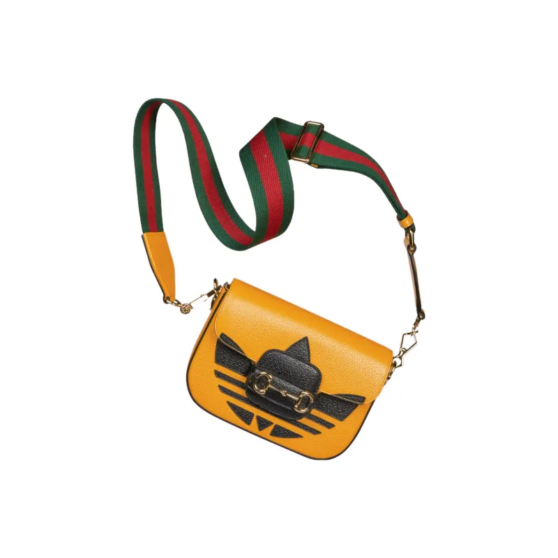 GUCCI Horsebit 1955 Leather Shoulder Bag Crossbody Bag Mini Women's Yellow-5