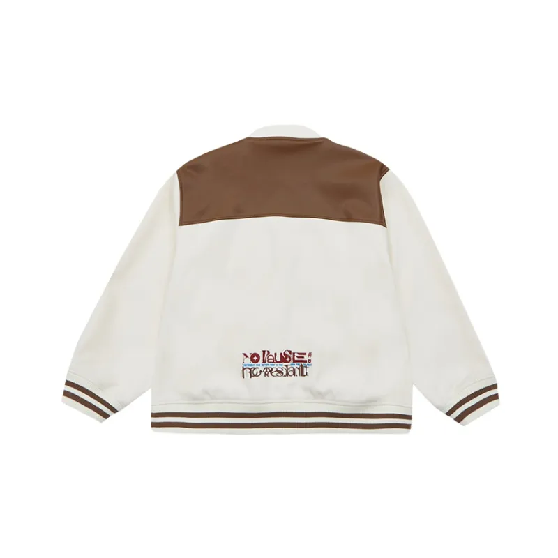 BEASTER Letter Colorblock Baseball Collar Loose Fit Thickened Puffer Jacket Unisex-13