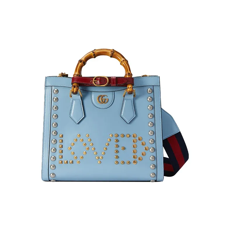 GUCCI Diana Leather Tote Bag Shopping Bag Shoulder Bag Crossbody Bag Handbag Small Size Women's Light Blue-1