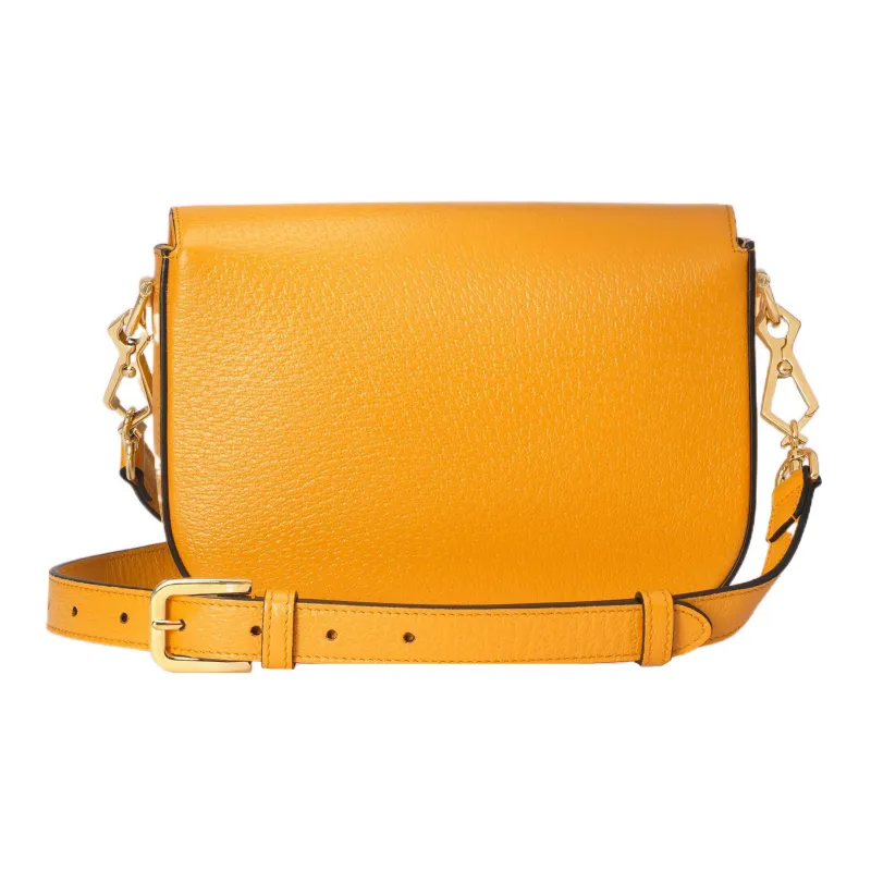 GUCCI Horsebit 1955 Leather Shoulder Bag Crossbody Bag Mini Women's Yellow-4