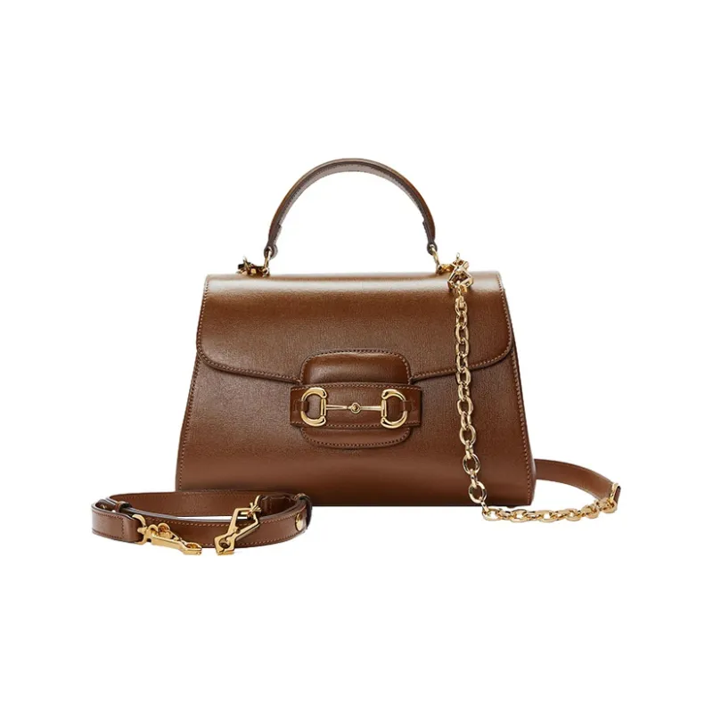 GUCCI Horsebit 1955 Leather Shoulder Bag Crossbody Bag Handbag Medium Size Women's Dark Brown-1