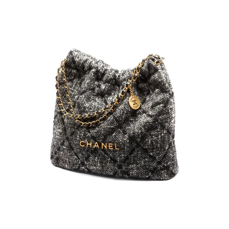 CHANEL 22K Fall And Winter 22Bag Twill Wool Tote Bag, Shopping Bag, Handbag, Shoulder Bag Regular Women's Gray-2