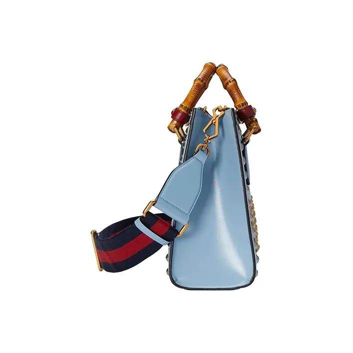 GUCCI Diana Leather Tote Bag Shopping Bag Shoulder Bag Crossbody Bag Handbag Small Size Women's Light Blue-4