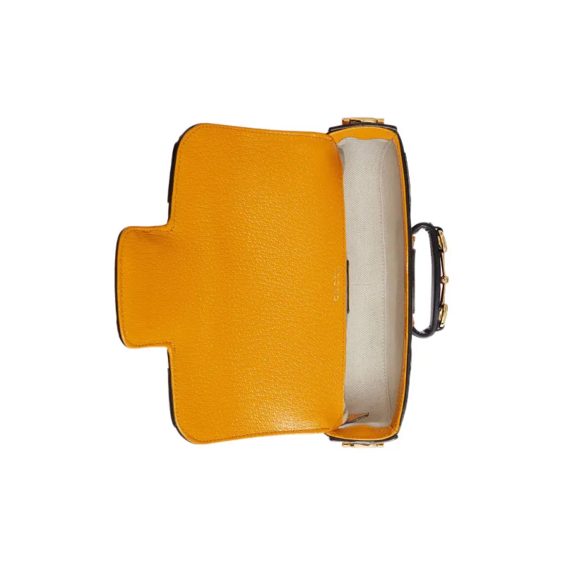 GUCCI Horsebit 1955 Leather Shoulder Bag Crossbody Bag Mini Women's Yellow-8