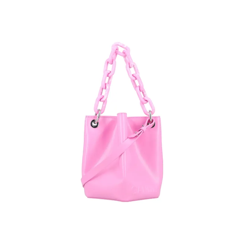 GANNI Recycled Leather Bucket Bags Shoulder Bag Crossbody Bag Handbag Regular Women's Pink-0