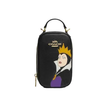 COACH Disney Collaboration Eva Cow Leather Handbag Shoulder Bag Crossbody Bag Small Size Women's Black