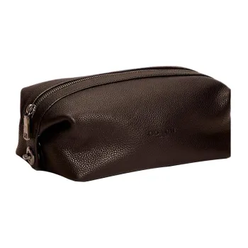COACH Dopp Kit Refined Pebble Leather Makeup Bag Medium Size Women's Black