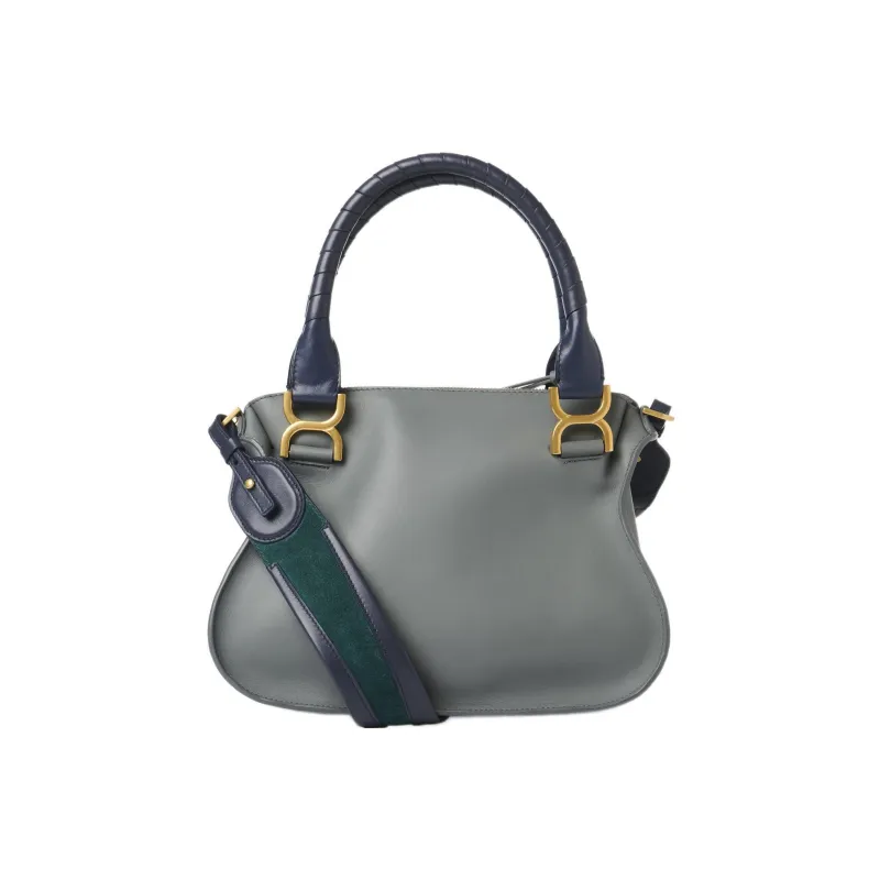 Chloe Marcie Smooth Shiny Calfskin Shoulder Bag Crossbody Bag Handbag Small Size Women's Gray-1