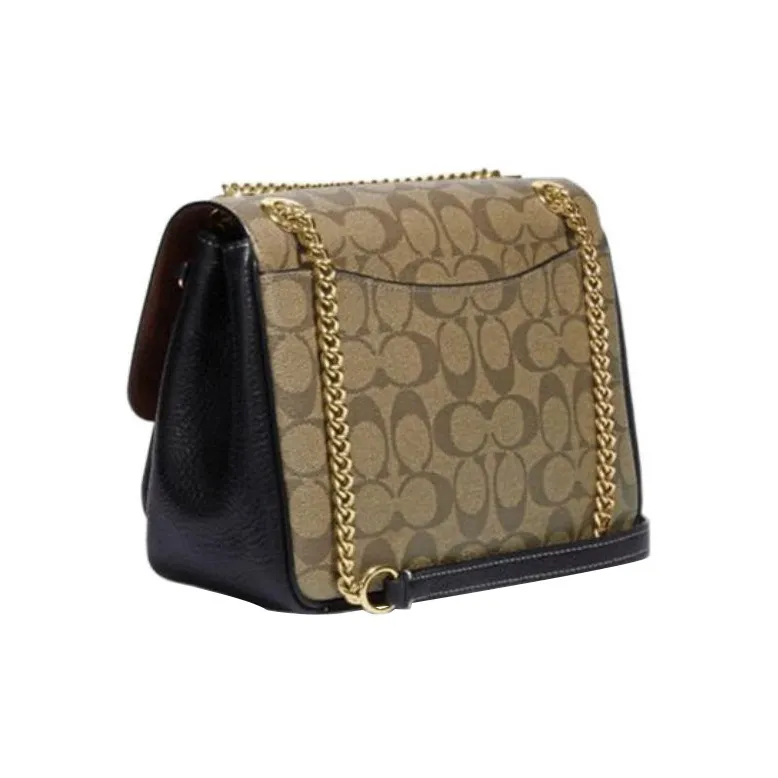COACH Klare Artificial Leather Flap Bag Shoulder Bag Crossbody Bag Medium Size Women's Dark Khaki-1