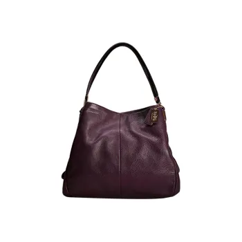 COACH Phoebe Leather Handbag Shoulder Bag Women's Black Purple