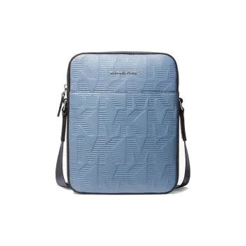MICHAEL KORS MK Cooper Leather Cell Phone Pouch, Crossbody Bag Medium Size Men's Haze Blue/Black