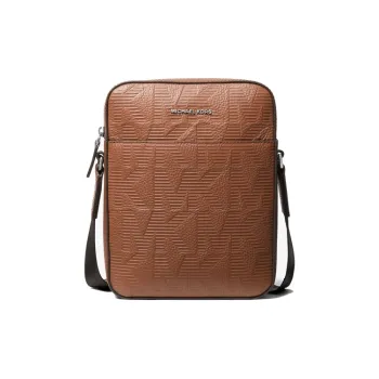MICHAEL KORS MK Cooper Leather Cell Phone Pouch Crossbody Bags Medium Size Men's Leather Brown