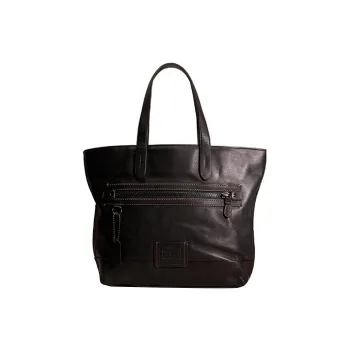 COACH Academy Smooth Leather Tote Bag, Shopping Bag, Shoulder Bag, Handbag Large Size Women's Black