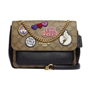 COACH Klare Artificial Leather Flap Bag Shoulder Bag Crossbody Bag Medium Size Women's Dark Khaki