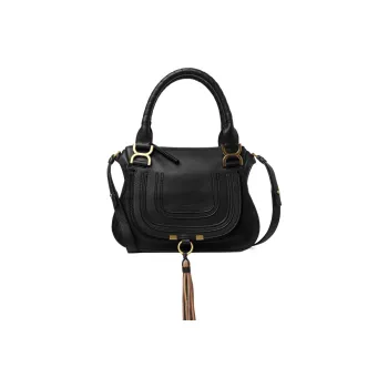 Chloe Marcie Suede Calfskin And Nappa Lambskin Shoulder Bag, Crossbody Bag, Handbag Small Size Women's Black