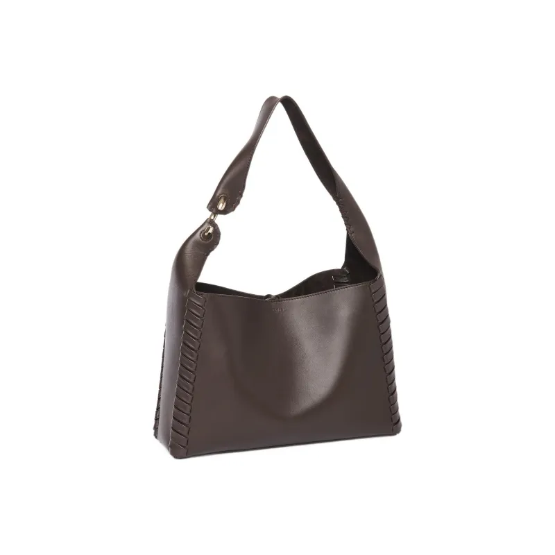 Chloe Smooth Shiny Calfskin Handbag, Shoulder Bag Women's Dark Brown-1