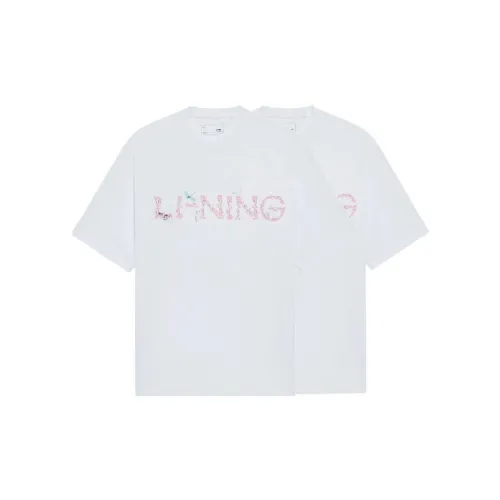 LINING Sakura T-Shirts Unisex Set Of 2 White