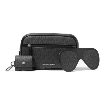 MICHAEL KORS Gifting Coated Canvas Camera Bag 3 in 1 Set Clutch Medium Size Men's Black