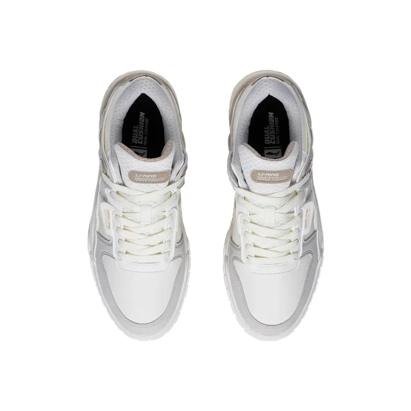 LiNing Morning Glow Low Top Skateboard Shoes Women's White Gray-3