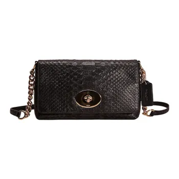 COACH Crosstown Embossed Leather With Smooth Leather Shoulder Bag, Crossbody Bag Medium Size Women's Black