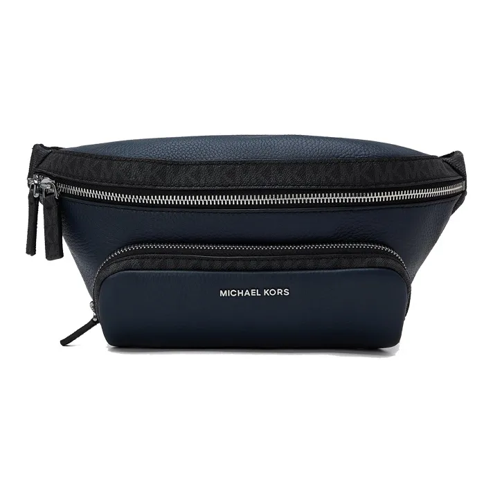 MICHAEL KORS MK Cooper Cow Leather Fanny Pack Men's Navy Blue/Black-0
