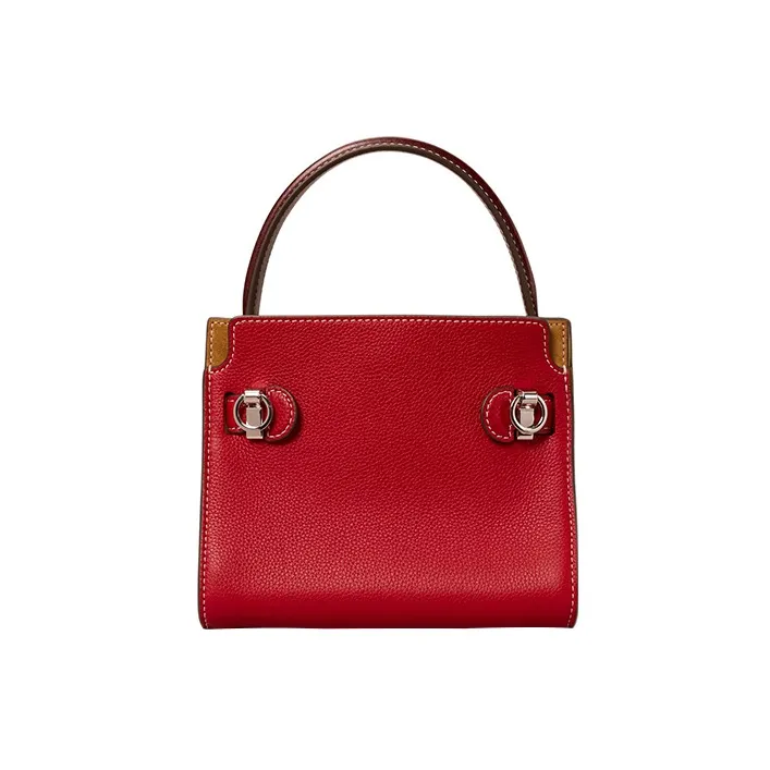 TORY BURCH Lee Radziwill Grain Leather Handbag Shoulder Bag Crossbody Bag Mini Women's Red-3