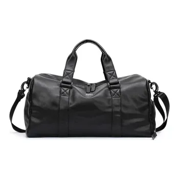 RIOREX PU Gym Bag Portable Crossbody Luggage Bag Travel Bag Regular Unisex Black