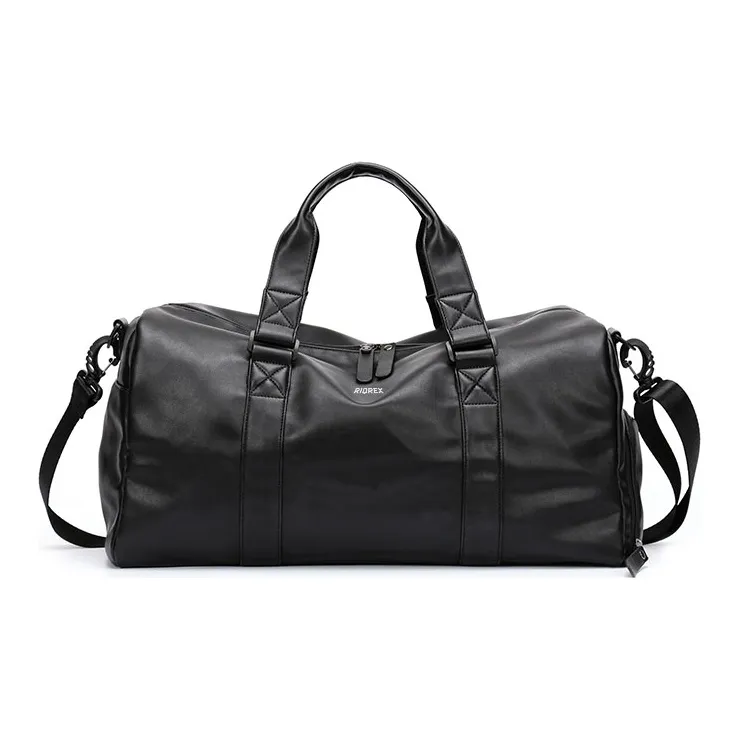 RIOREX PU Gym Bag Portable Crossbody Luggage Bag Travel Bag Regular Unisex Black-0