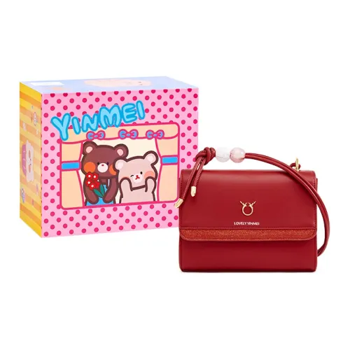 Sound For Life PU Small Square Bag Shoulder Bag Crossbody Bag Small Size Women's Ecru/Red