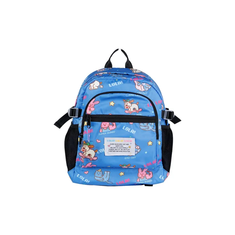LOLA DESIGN Fabric Backpack Women's Milk White/Royal Blue-5