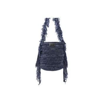 Chloe Knitted Fabric Cashmere Pima Cotton Lambskin Detail Bucket Bag Portable Crossbody Bag Shoulder Bag Women's Blue