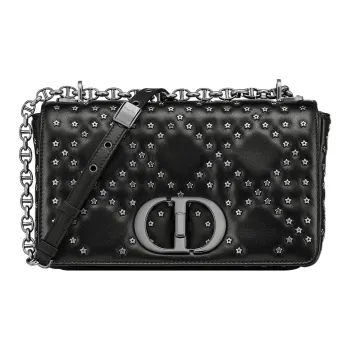 DIOR Caro Sheepskin Handheld Shoulder Bag Crossbody Bag Medium Size Women's Black