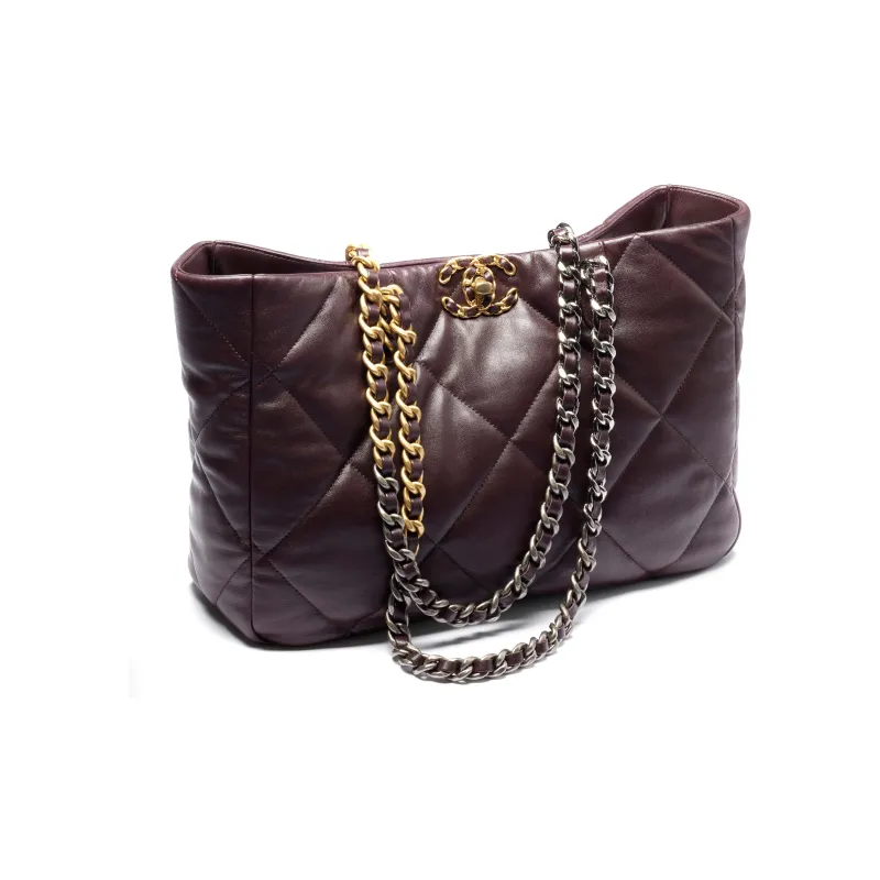 CHANEL 22K Autumn And Winter Lambskin And Metal Tote Bag, Shopping Bag, Shoulder Bag, Handbag Women's Dark Brown-1