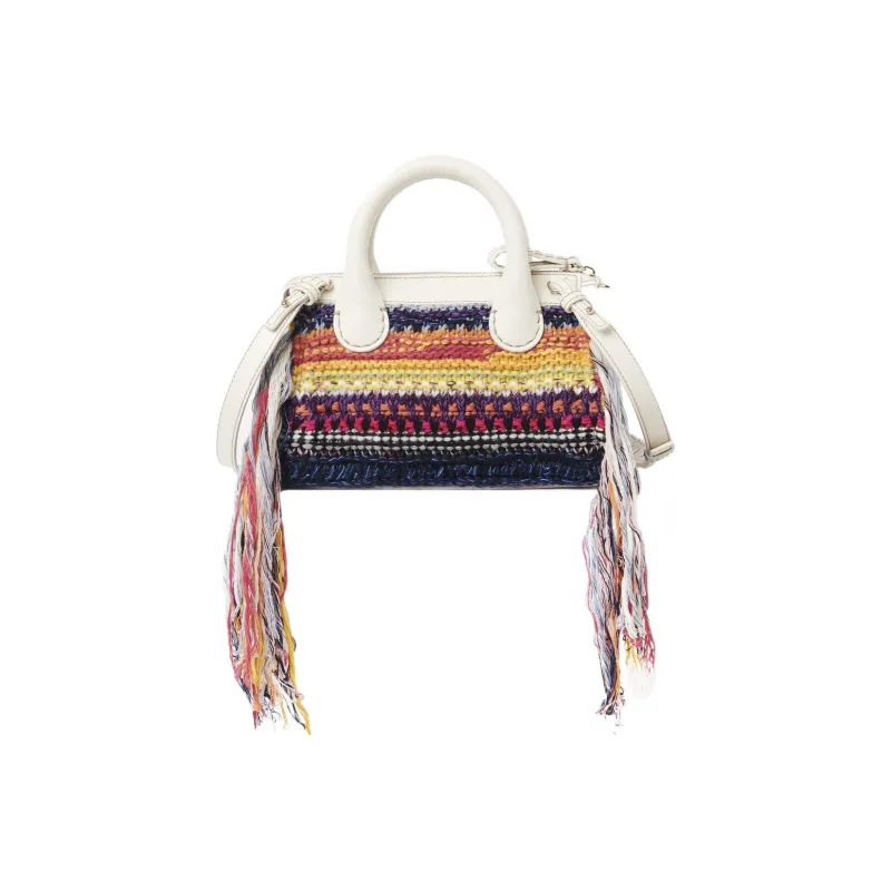 Chloe Edith Knitted Fabric Cashmere With Buffalo Leather Shoulder Bag, Crossbody Bag, Handbag Mini Women's Multicolor-1