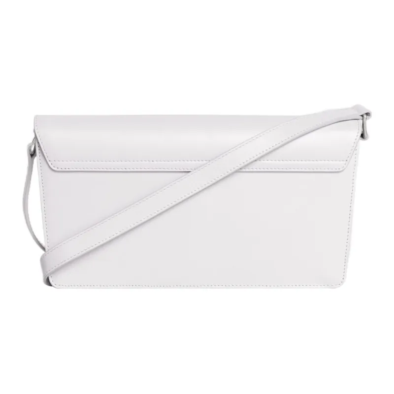 CELINE Shiny Cow Leather Envelope Bag, Portable Crossbody Bag, Shoulder Bag Women's White-2