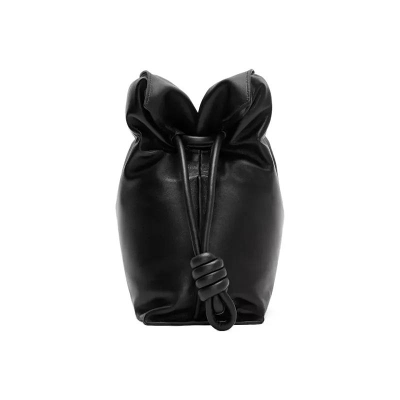 LOEWE Puffer Flamenco Clutch In Shiny Nappa Lambskin Black-2