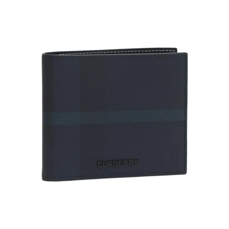 Burberry Plaid With Leather Wallet Tubas Men's Dark Charcoal Blue-1
