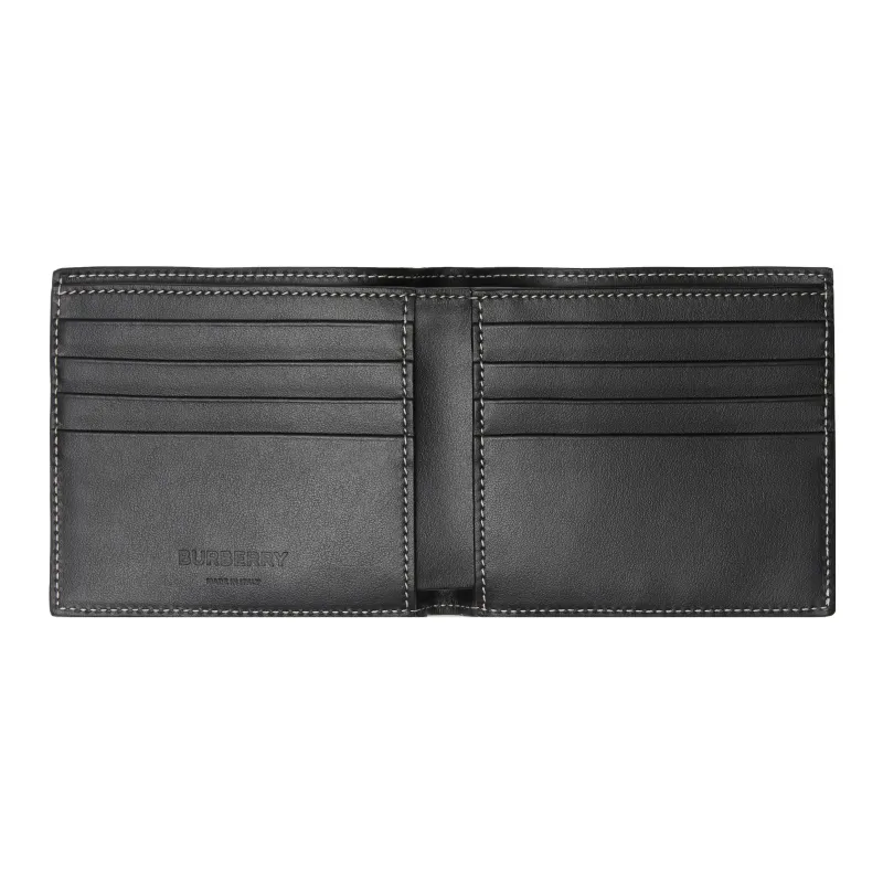 Burberry Plaid With Leather Wallet Tubas Men's Dark Charcoal Blue-3