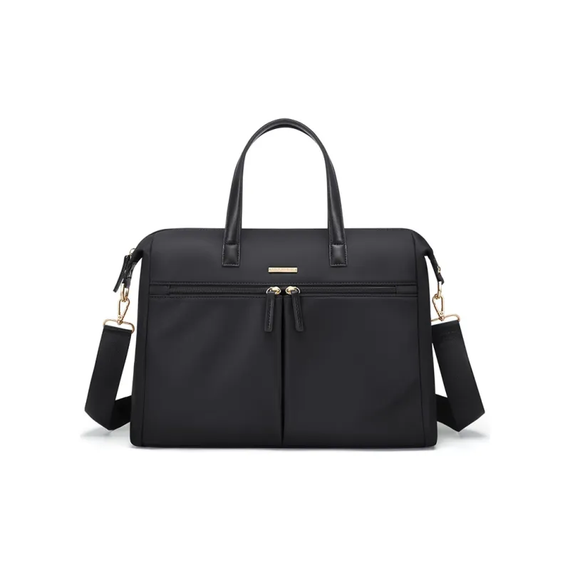 GOLF Oxford Fabric/Synthetic Leather Laptop Bag Large Size Unisex Pink Leather/Elegant Black-6